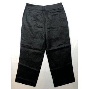 J.Crew High Rise Pleated Pants Linen Blend Wide Leg Black AN010 Women's Size 8